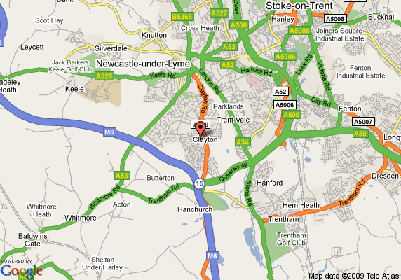 Newcastle sous Lyme carte